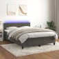 vidaXL Cama box spring colchón y LED terciopelo gris oscuro 140x190 cm