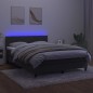 vidaXL Cama box spring colchón y LED terciopelo gris oscuro 140x190 cm