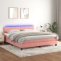 vidaXL Cama box spring colchón y LED terciopelo rosa 160x200 cm vidaXL Cama box spring colchón y LED terciopelo rosa 160x200 cm