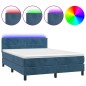 vidaXL Cama box spring colchón y LED terciopelo azul oscuro 140x190 cm vidaXL Cama box spring colchón y LED terciopelo azul oscuro 140x190 cm