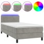 vidaXL Cama box spring colchón y LED terciopelo gris claro 80x200 cm