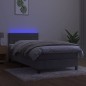 vidaXL Cama box spring colchón y LED terciopelo gris claro 80x200 cm