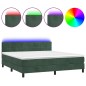 vidaXL Cama box spring colchón y LED terciopelo verde oscuro 180x200cm vidaXL Cama box spring colchón y LED terciopelo verde oscuro 180x200cm