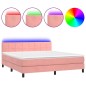 vidaXL Cama box spring colchón y LED terciopelo rosa 180x200 cm vidaXL Cama box spring colchón y LED terciopelo rosa 180x200 cm