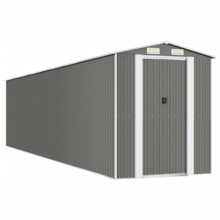 vidaXL Cobertizo de jardín acero galvanizado gris claro 192x855x223 cm
