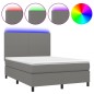 vidaXL Cama box spring colchón y luces LED tela gris oscuro 140x200 cm vidaXL Cama box spring colchón y luces LED tela gris oscuro 140x200 cm