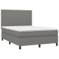 vidaXL Cama box spring colchón y luces LED tela gris oscuro 140x200 cm vidaXL Cama box spring colchón y luces LED tela gris oscuro 140x200 cm