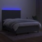vidaXL Cama box spring colchón y luces LED tela gris oscuro 140x200 cm vidaXL Cama box spring colchón y luces LED tela gris oscuro 140x200 cm