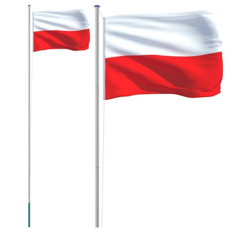 vidaXL Mástil y bandera de Polonia aluminio 6,23 m