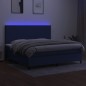 vidaXL Cama box spring colchón y luces LED tela azul 200x200 cm vidaXL Cama box spring colchón y luces LED tela azul 200x200 cm