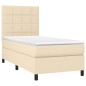 vidaXL Cama box spring colchón y luces LED tela crema 80x200 cm vidaXL Cama box spring colchón y luces LED tela crema 80x200 cm
