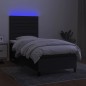 vidaXL Cama box spring colchón y luces LED tela negro 90x200 cm vidaXL Cama box spring colchón y luces LED tela negro 90x200 cm