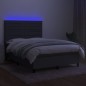 vidaXL Cama box spring colchón y luces LED tela gris oscuro 140x190 cm vidaXL Cama box spring colchón y luces LED tela gris oscuro 140x190 cm
