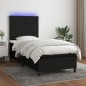 vidaXL Cama box spring colchón y luces LED tela negro 90x190 cm vidaXL Cama box spring colchón y luces LED tela negro 90x190 cm