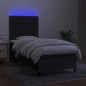 vidaXL Cama box spring colchón y luces LED tela negro 90x190 cm vidaXL Cama box spring colchón y luces LED tela negro 90x190 cm
