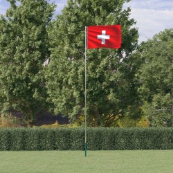 vidaXL Mástil y bandera de Suiza aluminio 5,55 m
