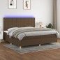 vidaXL Cama box spring colchón luces LED tela marrón oscuro 200x200 cm vidaXL Cama box spring colchón luces LED tela marrón oscuro 200x200 cm