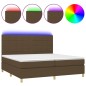 vidaXL Cama box spring colchón luces LED tela marrón oscuro 200x200 cm vidaXL Cama box spring colchón luces LED tela marrón oscuro 200x200 cm