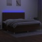 vidaXL Cama box spring colchón luces LED tela marrón oscuro 200x200 cm vidaXL Cama box spring colchón luces LED tela marrón oscuro 200x200 cm
