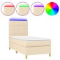 vidaXL Cama box spring colchón y luces LED tela crema 100x200 cm