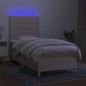 vidaXL Cama box spring colchón y luces LED tela crema 100x200 cm