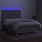 vidaXL Cama box spring colchón y luces LED tela gris claro 140x190 cm vidaXL Cama box spring colchón y luces LED tela gris claro 140x190 cm