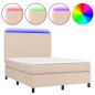 vidaXL Cama box spring colchón LED cuero sintético capuchino 140x190cm vidaXL Cama box spring colchón LED cuero sintético capuchino 140x190cm