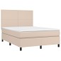 vidaXL Cama box spring colchón LED cuero sintético capuchino 140x190cm vidaXL Cama box spring colchón LED cuero sintético capuchino 140x190cm