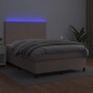 vidaXL Cama box spring colchón LED cuero sintético capuchino 140x190cm vidaXL Cama box spring colchón LED cuero sintético capuchino 140x190cm