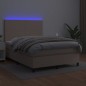 vidaXL Cama box spring colchón LED cuero sintético capuchino 140x200cm vidaXL Cama box spring colchón LED cuero sintético capuchino 140x200cm