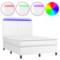 vidaXL Cama box spring colchón y LED cuero sintético blanco 140x200 cm vidaXL Cama box spring colchón y LED cuero sintético blanco 140x200 cm