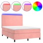 vidaXL Cama box spring colchón y LED terciopelo rosa 140x190 cm vidaXL Cama box spring colchón y LED terciopelo rosa 140x190 cm