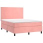 vidaXL Cama box spring colchón y LED terciopelo rosa 140x190 cm vidaXL Cama box spring colchón y LED terciopelo rosa 140x190 cm
