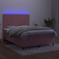 vidaXL Cama box spring colchón y LED terciopelo rosa 140x190 cm vidaXL Cama box spring colchón y LED terciopelo rosa 140x190 cm