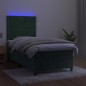 vidaXL Cama box spring colchón y LED terciopelo verde oscuro 90x190 cm