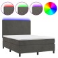 vidaXL Cama box spring colchón y LED terciopelo gris oscuro 140x200 cm