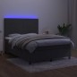 vidaXL Cama box spring colchón y LED terciopelo gris oscuro 140x200 cm