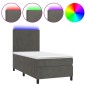vidaXL Cama box spring colchón y LED terciopelo gris oscuro 90x200 cm vidaXL Cama box spring colchón y LED terciopelo gris oscuro 90x200 cm