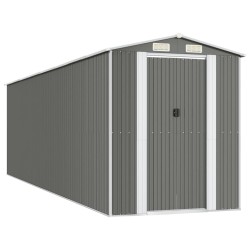 vidaXL Cobertizo de jardín acero galvanizado gris claro 192x689x223 cm