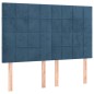 vidaXL Cama box spring colchón y LED terciopelo azul oscuro 140x200 cm