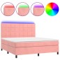vidaXL Cama box spring colchón y LED terciopelo rosa 160x200 cm vidaXL Cama box spring colchón y LED terciopelo rosa 160x200 cm