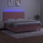 vidaXL Cama box spring colchón y LED terciopelo rosa 160x200 cm vidaXL Cama box spring colchón y LED terciopelo rosa 160x200 cm
