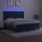 vidaXL Cama box spring colchón y LED terciopelo azul oscuro 180x200 cm