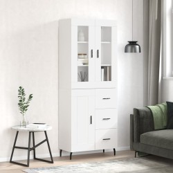 vidaXL Aparador alto madera contrachapada blanco brillo 69,5x34x180 cm