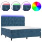vidaXL Cama box spring colchón y LED terciopelo azul oscuro 180x200 cm vidaXL Cama box spring colchón y LED terciopelo azul oscuro 180x200 cm