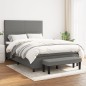 vidaXL Cama box spring con colchón tela gris oscuro 140x200 cm