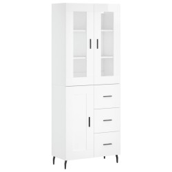 vidaXL Aparador alto madera contrachapada blanco brillo 69,5x34x180 cm