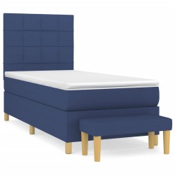 vidaXL Cama box spring con colchón tela azul 100x200 cm