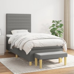 vidaXL Cama box spring con colchón tela gris oscuro 90x190 cm