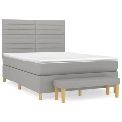 vidaXL Cama box spring con colchón tela gris claro 140x190 cm